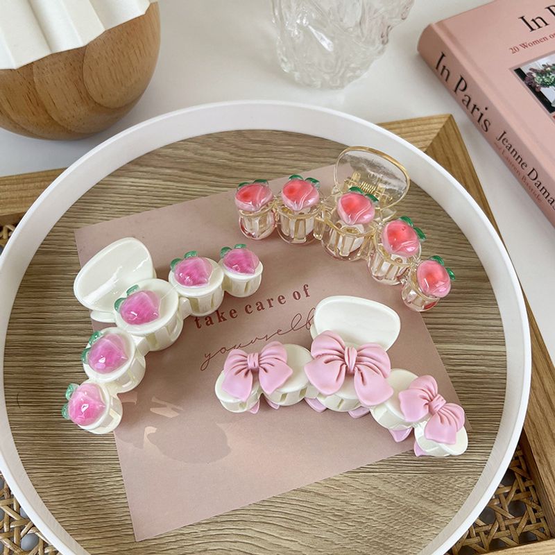 Transparent Pink Peach Spring New Sweet Shark Clip Hair Accessories