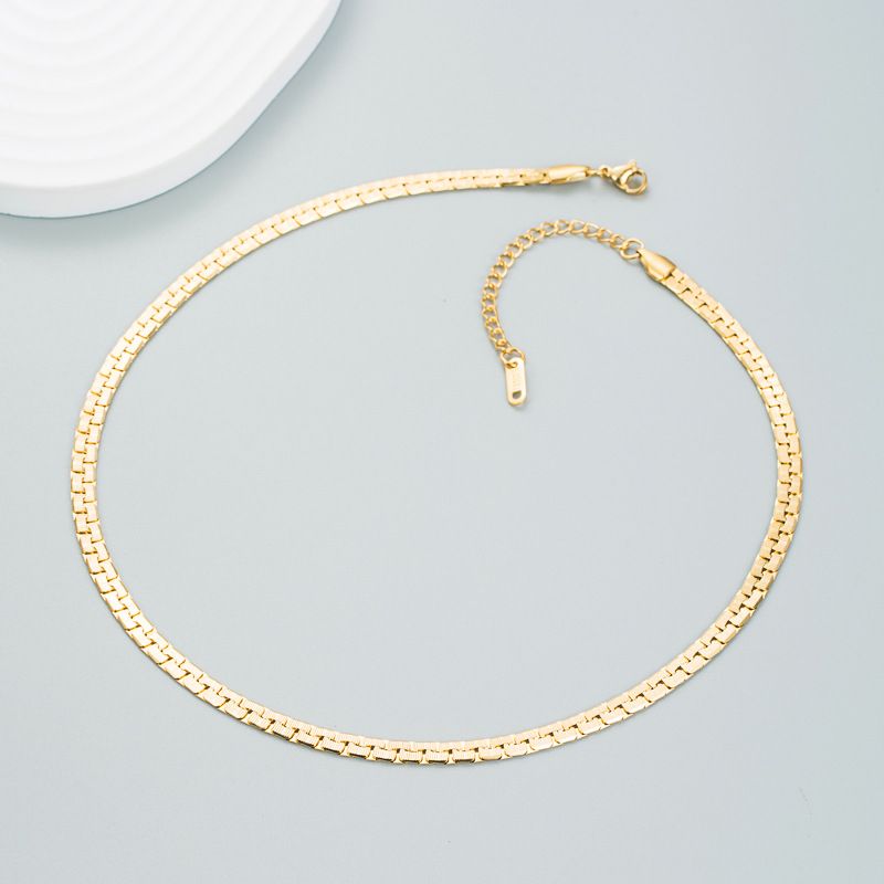 Simple Plain Geometric Ultra-thin Welding Chain Same Titanium Steel Necklace