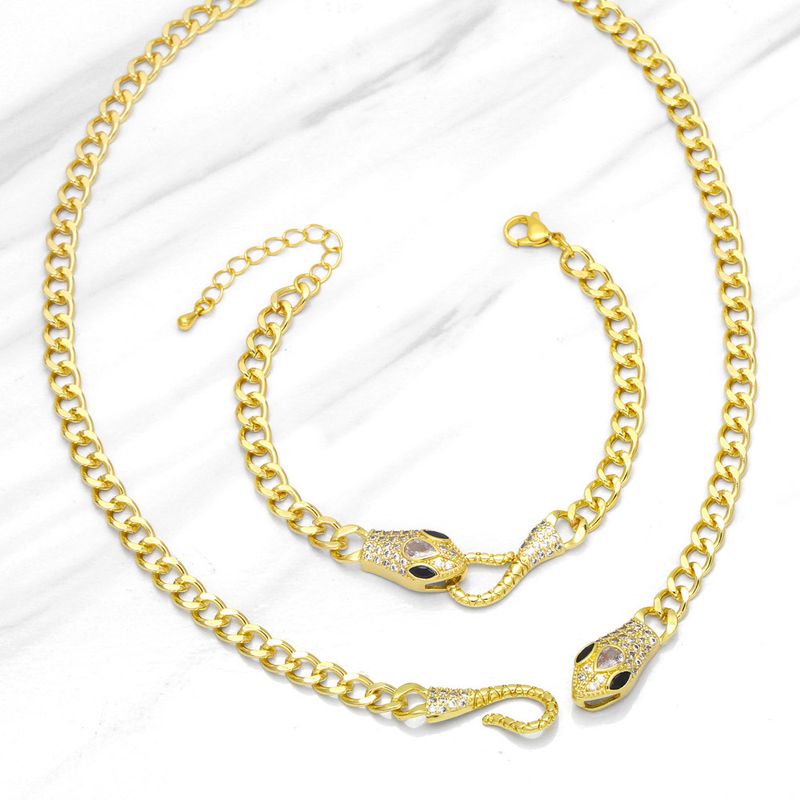 Collier De Bracelet En Forme De Serpent De Mode Chaîne De Cuivre De Clavicule Rétro
