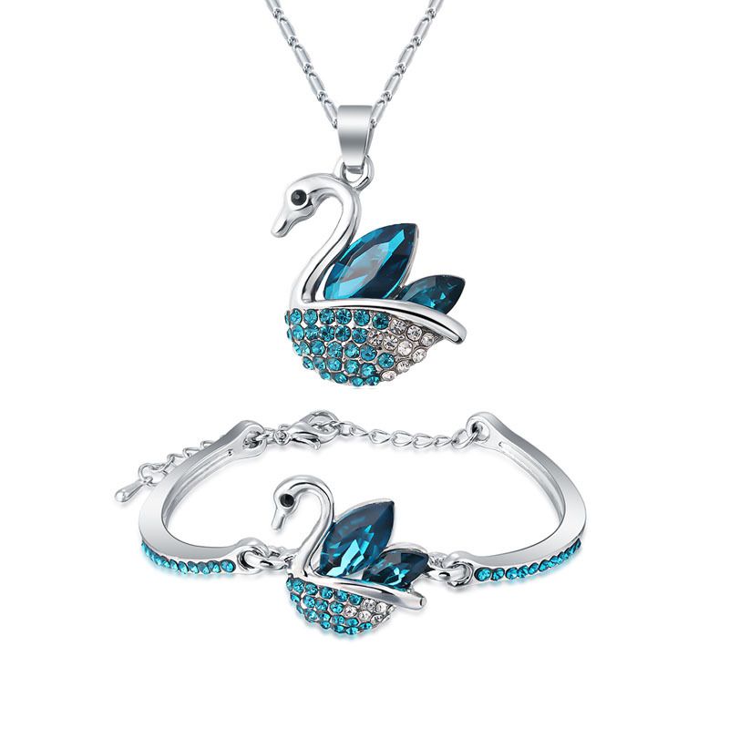 Pulsera De Collar De Aleación De Cristal De Cisne De Diamante Completo Simple De Moda