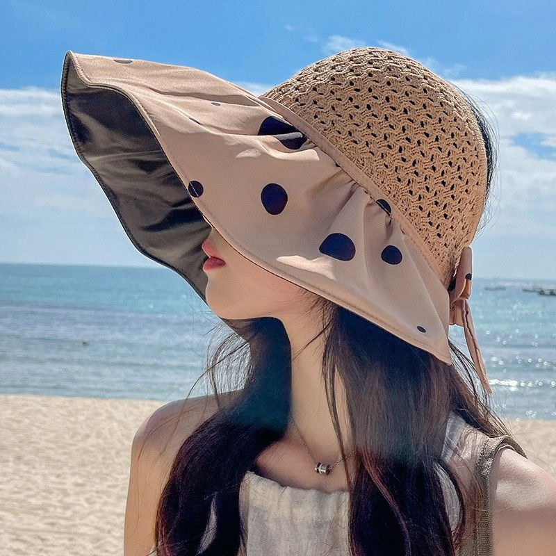 Summer New Wave Point Fisherman Women's Sunscreen Hat Big Brim Empty Top