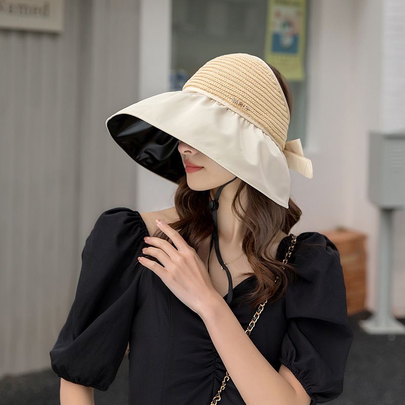 Sombrero De Pescador De Ala Grande Para Mujer A La Moda, Pegamento Negro De Verano Para Exteriores