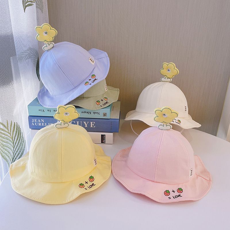 Cute Cartoon Letters Strawberry Flower Shape Fisherman Hats Wholesale