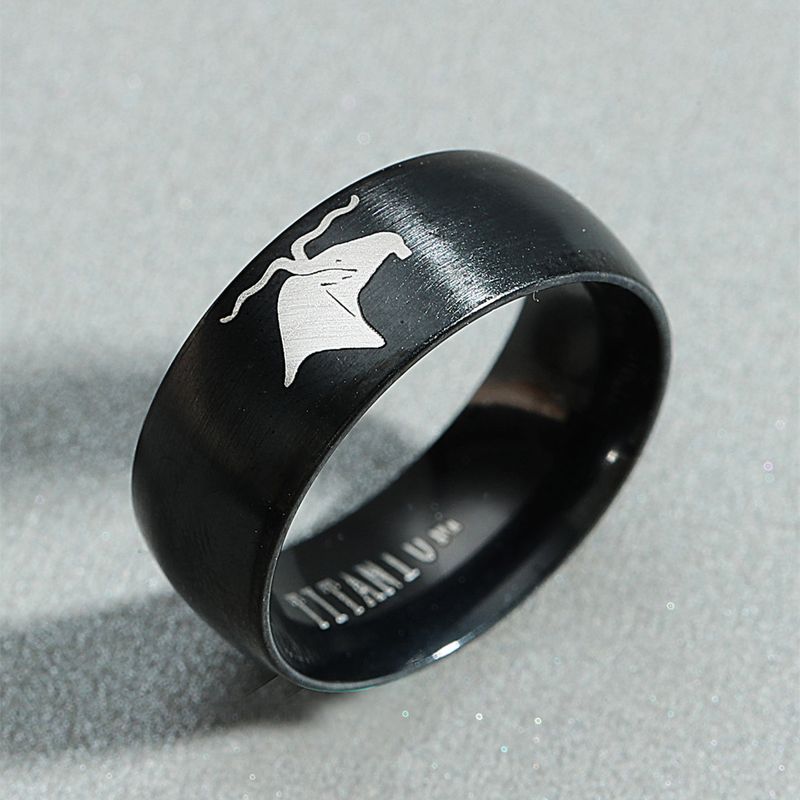 8mm New Fashion Jellyfish Printing Titanium Steel Tail Ring