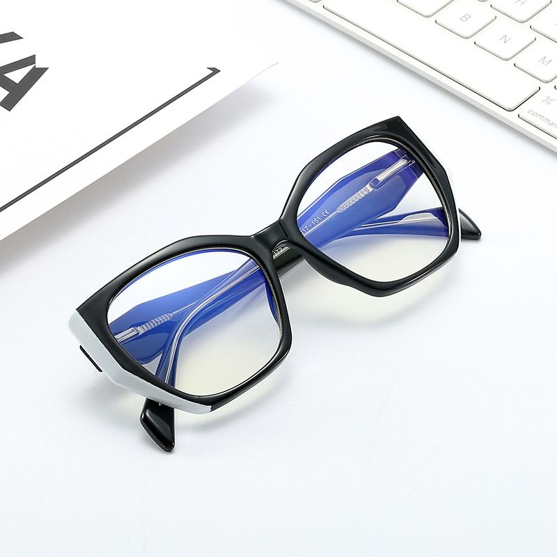 Montura De Gafas De Dos Colores Con Luz Anti-azul Irregular Geométrica Simple