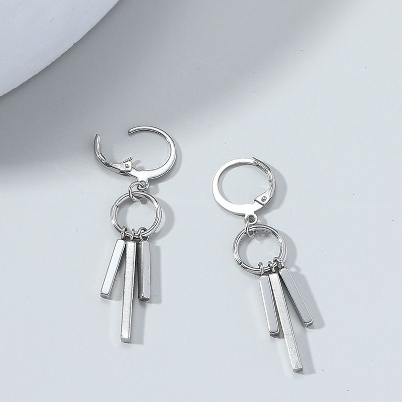 Simple Solid Color Geometric Pillar Tassel Alloy Ear Buckles Earrings Wholesale