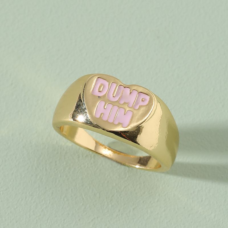 Fashion Jewelry Color Drip Oil Letter Alloy Ring