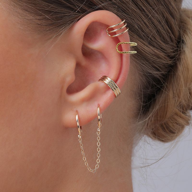 Fashion Hollow Coil Simple Alloy Multiple Pairs Of Chain Earrings