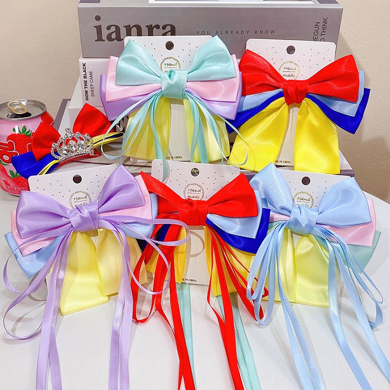 Cartoon Contrast Color Streamer Bow Children's Hairpin