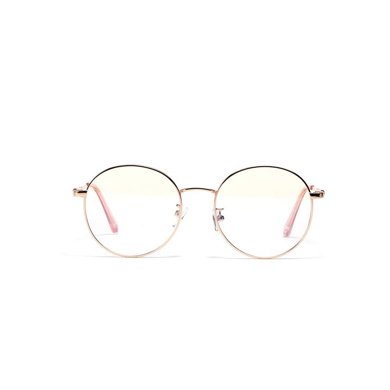 Round Metal Pink Small Frame Cute Matching Flat Mirror Glasses Men