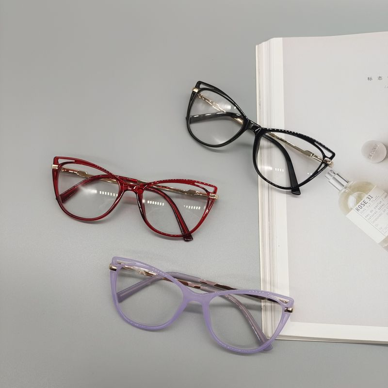 Neue Mode Retro Transparent Katzenauge Flache Spiegel Mode Katze Mädchen Brille