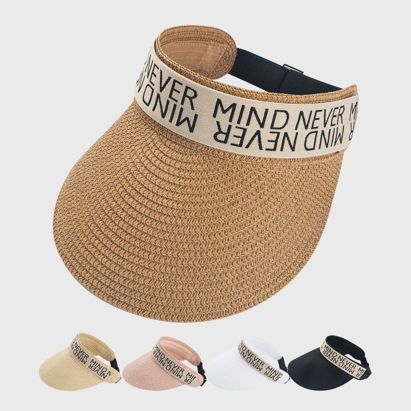 Korean Straw-woven Alphabet Sunscreen Hat Women's Empty Top Hat