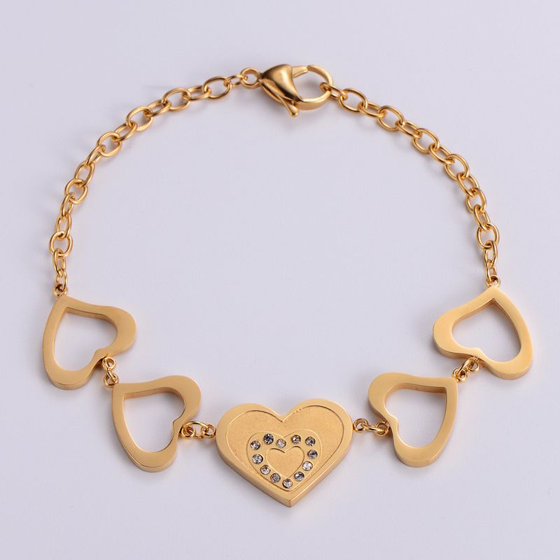 Fashion Titanium Steel Heart-shaped Bracelet Simple Hollow Bracelet
