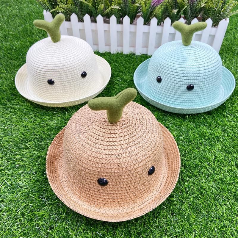 Fashion Solid Color Summer Children Straw Hat Sapling Hat Wholesale