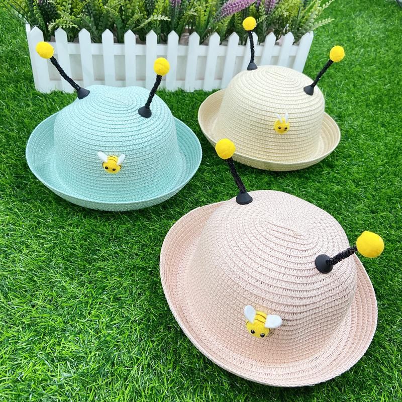 Children's Straw Hat Boy Sun Hat Baby Bee Super Cute Sunscreen Hat