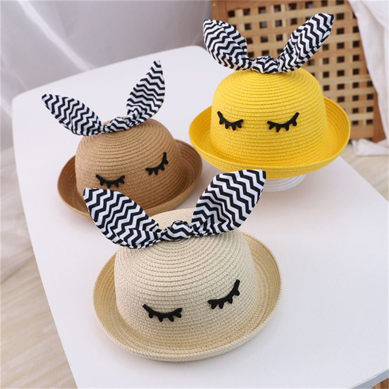 Fashion Striped Bow Children's Straw Hat Summer Thin Section Hat Wholesale