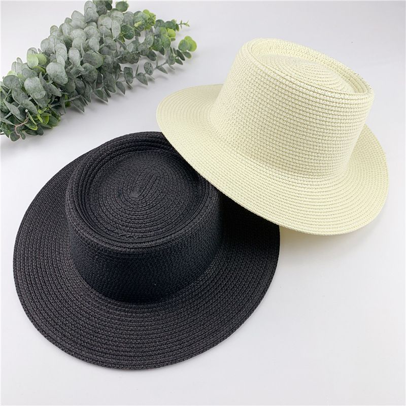 Spring And Summer New Straw Hat Retro French Flat Top Beach Hat Sun Hat