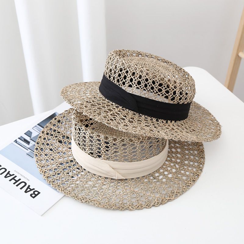 New Straw Hat Women's Breathable Salty Grass Woven Travel Sun Hat