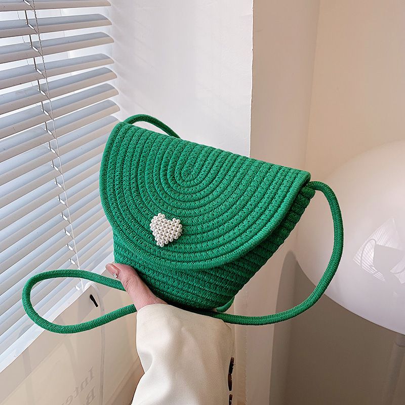 Women's New Straw Woven Bucket Messenger Small Bag21*17*6cm