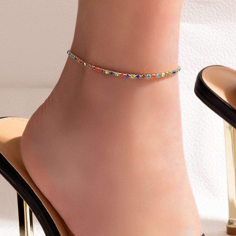 Geometric Simple Color Diamond Single Layer Anklet
