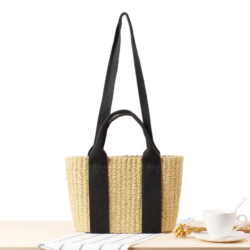 Einfache, Handgewebte Strandtasche Aus Stroh, 12 X 27 X 20 Cm