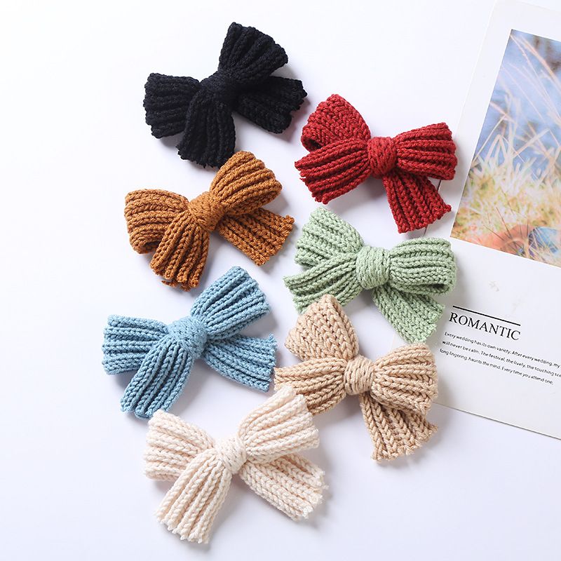 Autumn And Winter New Children's Headwear 10.5*7cm Girls Wool Bow Hairpin