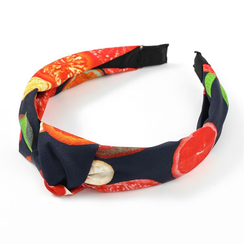 New Fruit Print Fabric Hair Hoop Fashion Wide-brimmed Knotted Headband
