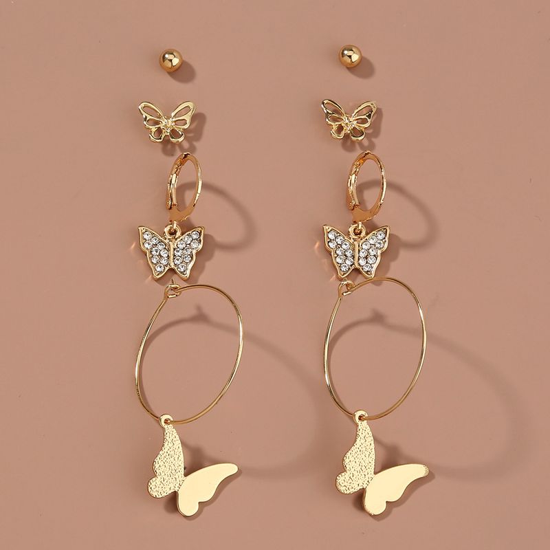 Fashion Jewelry Diamonds Butterfly  Simple Alloy Earrings