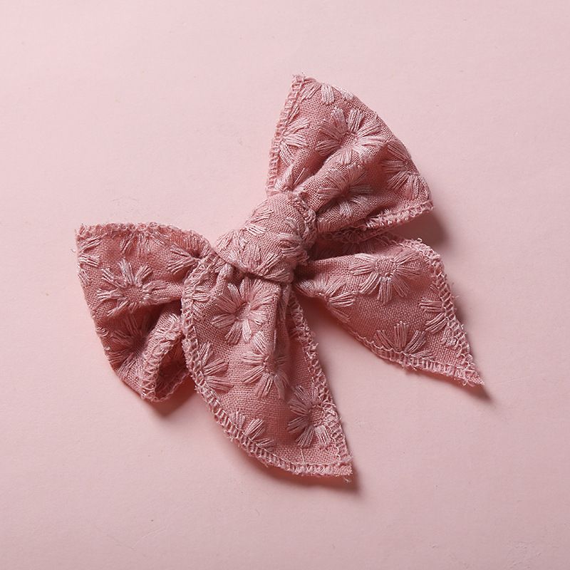 Children's Hairpin Embroidery Girl Bow Hairpin Cotton Linen Clip