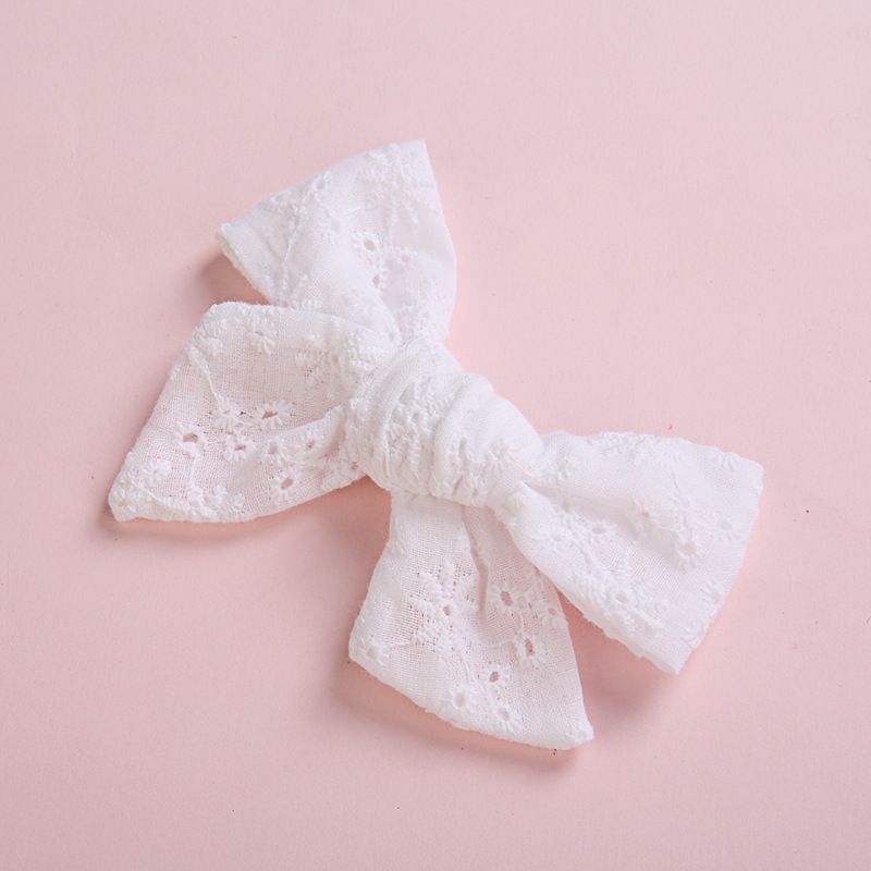 Children's Lace Bow Hairpin Cotton Lace Embroidery Pointed Clip