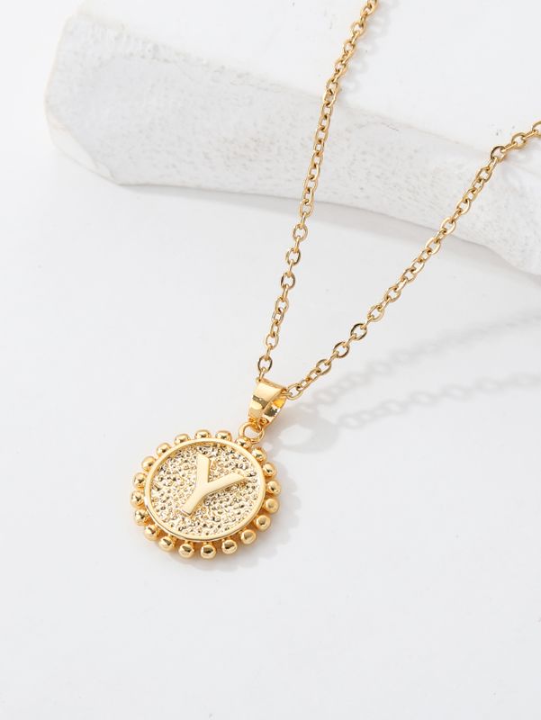 Fashion Copper Plated 18k Gold Letters Y Double-sided Necklace Wholesale