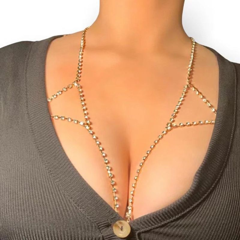 Fashion Sexy Simple Bikini Bra Body Chain Gothic Body Claw Chain Necklace