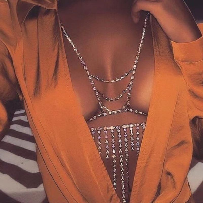 New Multi-layer Rhinestone Tassel Bra Chain Dance Full Of Diamonds Waist Chain