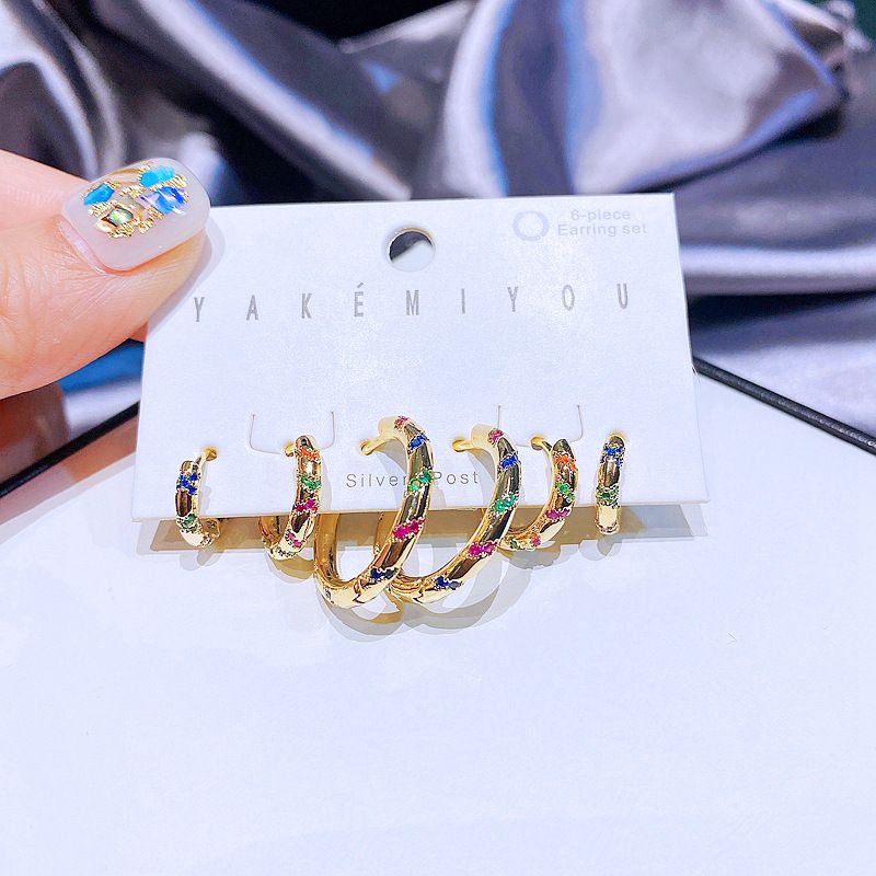 Yakemiyou Fashion Geometric Metal Zircon Earrings