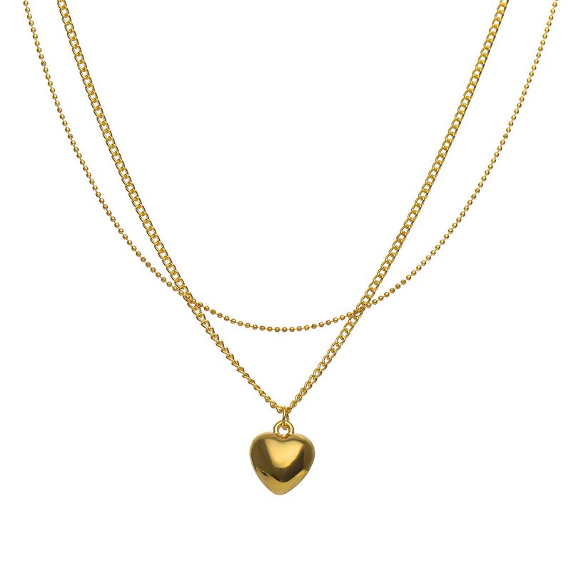 Fashion Simple Heart-shaped Pendant Necklace Double-layer Clavicle Chain