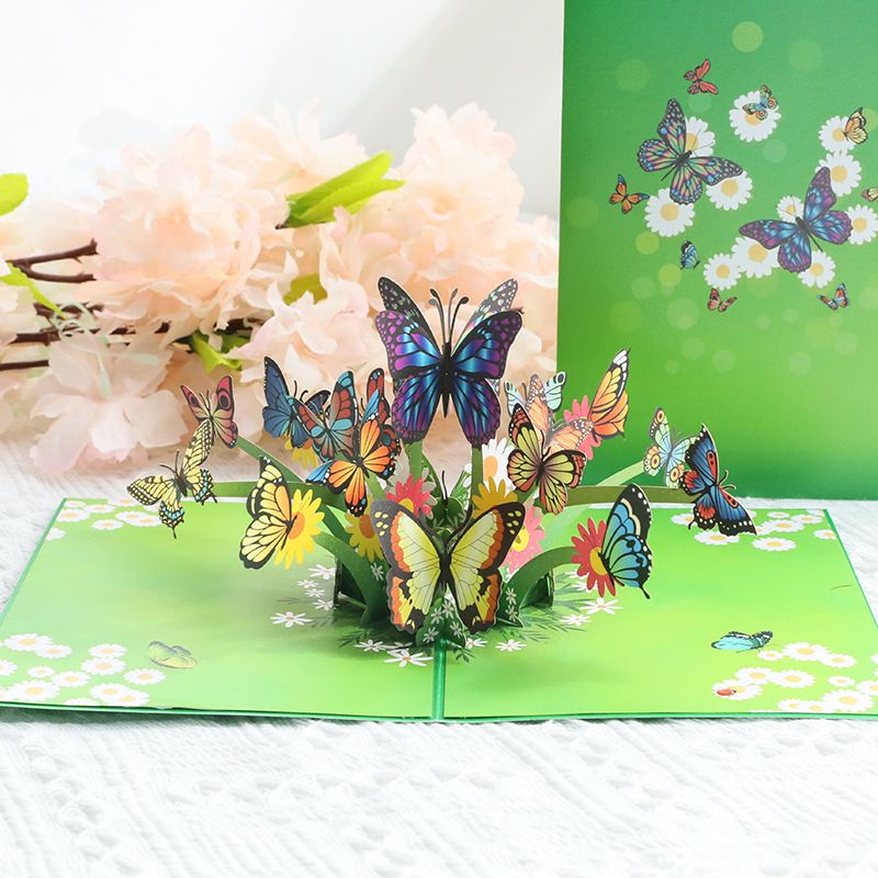 Fête Des Mères En Trois Dimensions Papillon Volant Papier Sculpture Message D&#39;anniversaire Carte D&#39;action De Grâces