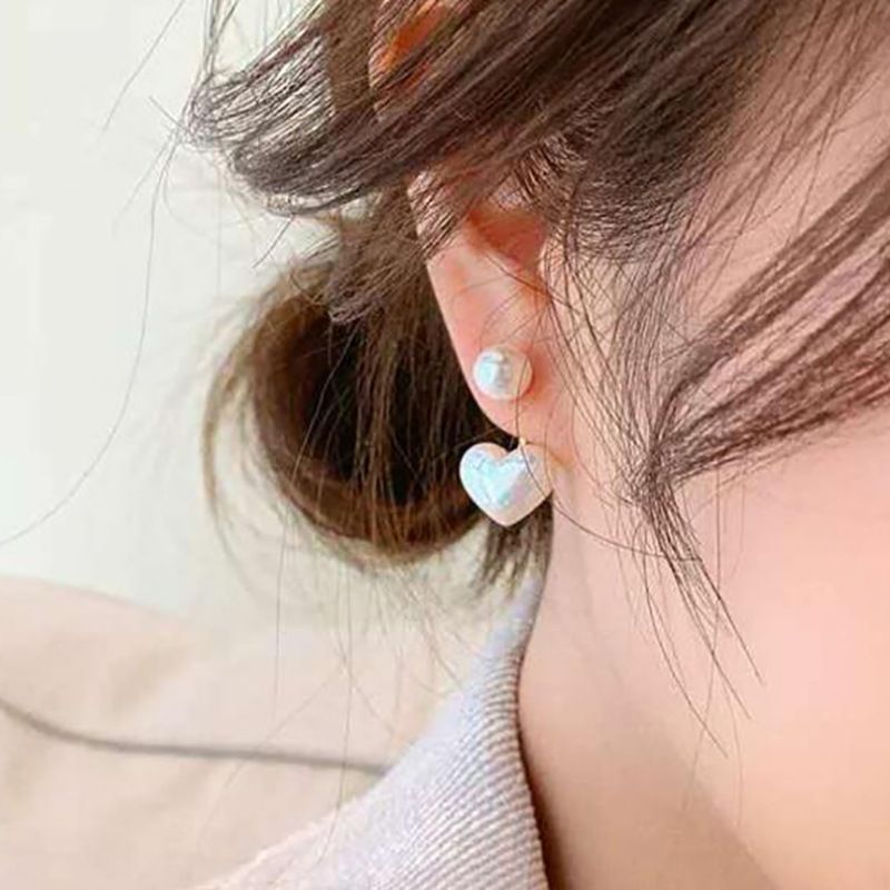 Creative Simple Retro Heart Shaped Pearl Alloy Earrings