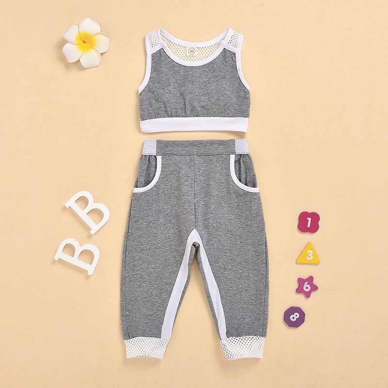 Ropa Para Niños Verano Moda Niñas Tank Top Pantalones Traje Deportivo