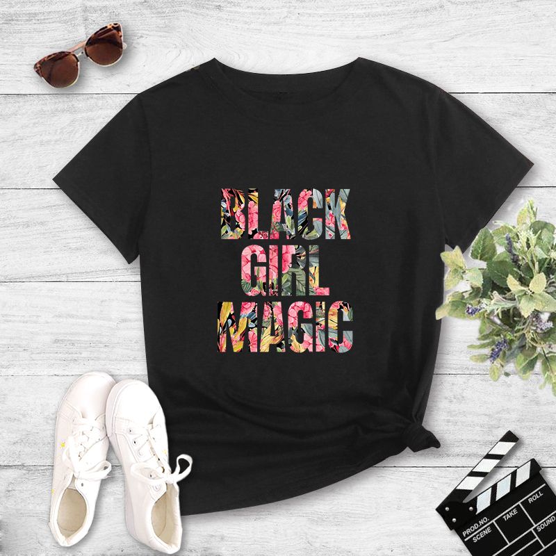 Lässiges Kurzarm-t-shirt Mit Floralem Alphabet-print Für Damen