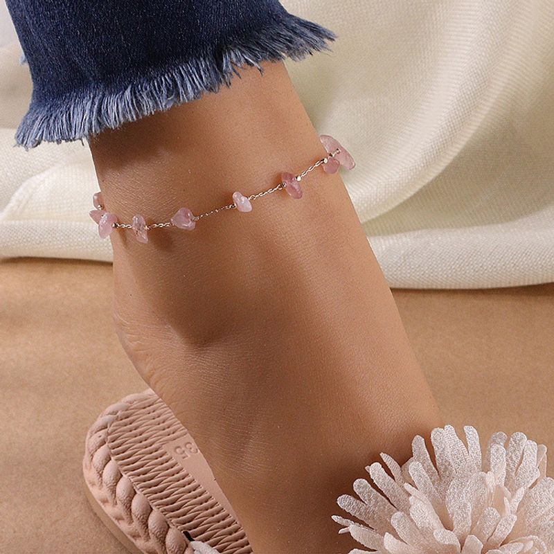 Fashion Creative Natural Stone Stitching Chain Anklet