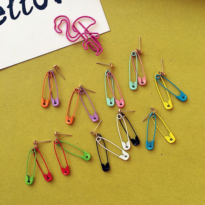 Cute Solid Color Paper Clip Pendant Earrings