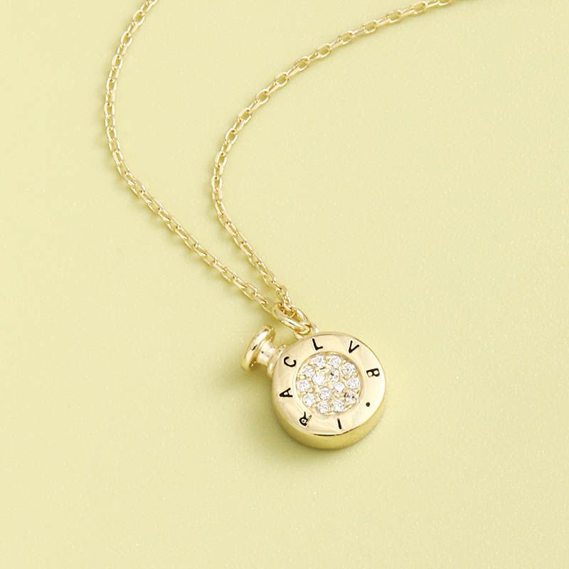 Simple And Classic Zirconium Perfume Bottle S925 Sterling Silver Necklace