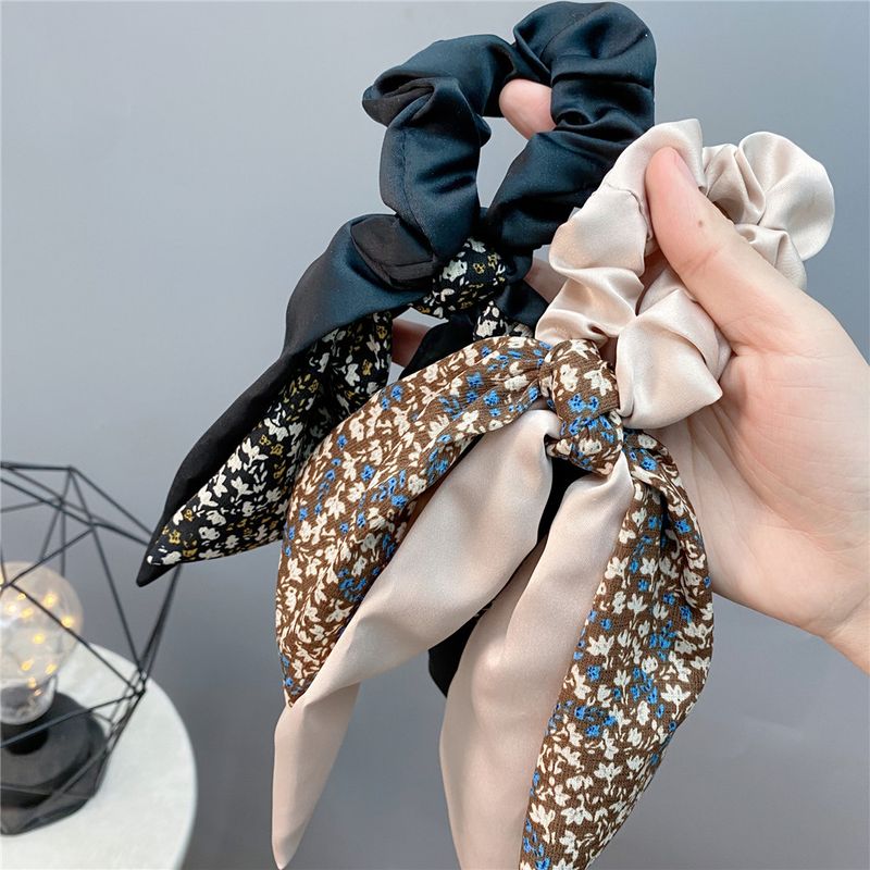 New Long Streamer Flower Bow Hair Ring Color Matching