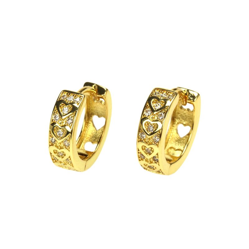 Fashion Geometric Heart Circle Diamond Gold-plated Copper Earring