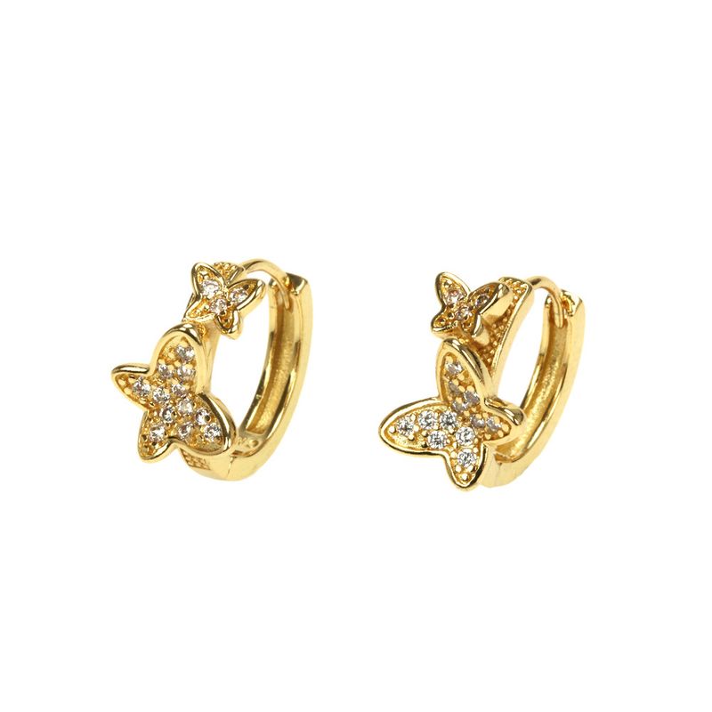 Fashion Three-dimensional Butterfly Diamond Copper Gold-plated Ear Buckle