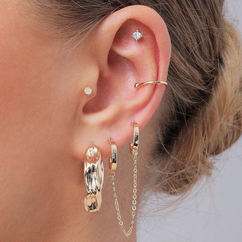Fashion Jewelry Alloy Glass Chain Bump Earrings Set
