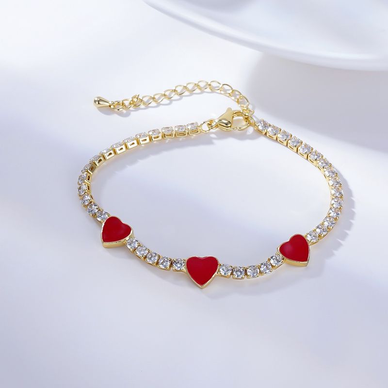 New Bohemian Zircon Drip Oil Heart Gold-plated Bracelet