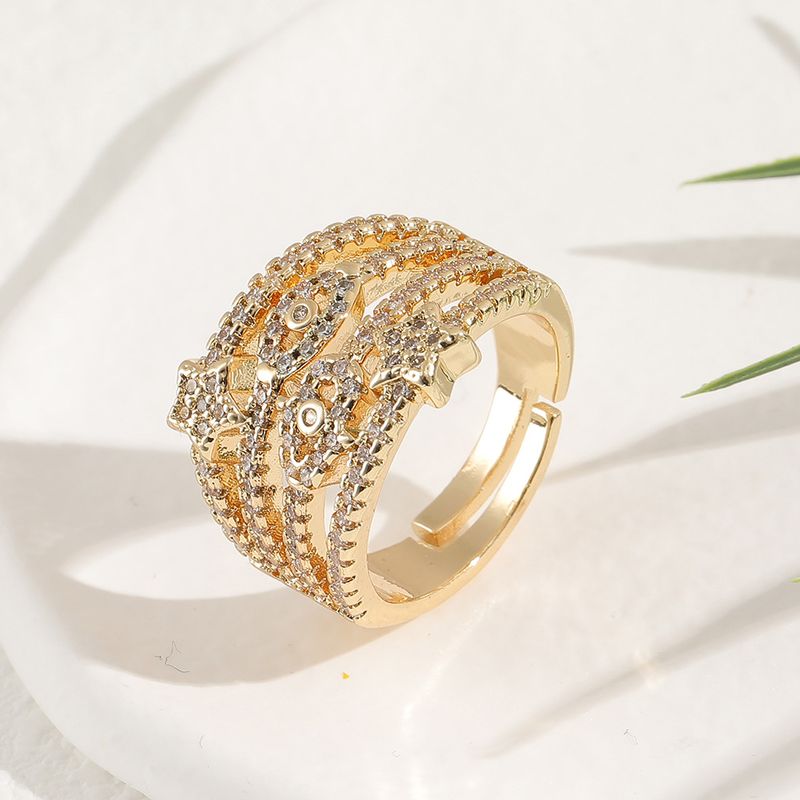 Fashion Geometric Multi-layer Devil's Eye Diamond Copper Tail Ring Female