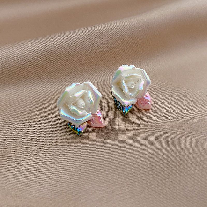 Boucles D&#39;oreilles En Forme De Fleur De Rose Acrylique Douce À La Mode