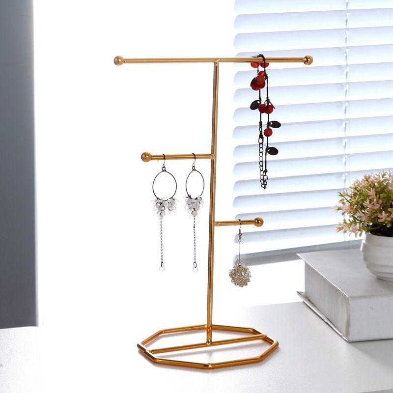 New Electroplating Gold Jewelry Display Stand Home Desktop Jewelry Storage Rack Hanging Earrings Rack Necklace Display Rack